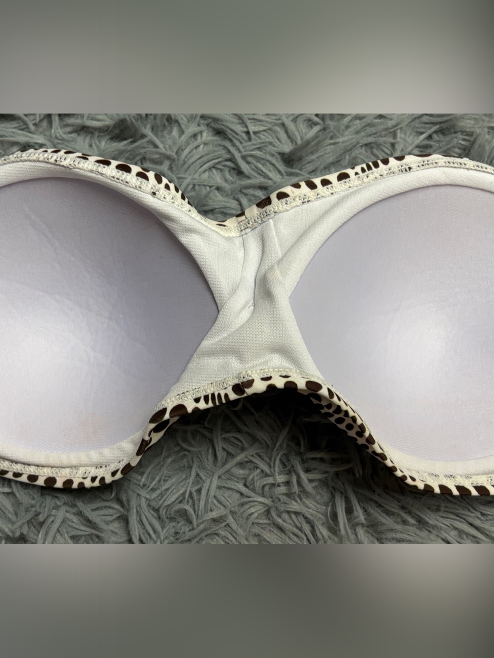 Brown and Off-White Polka Dot Ruched Bikini Top - Picture 11 of 16
